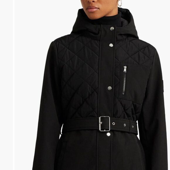 Lauren Ralph Lauren Quilted Detail Hooded Jacket Large NWT $255
